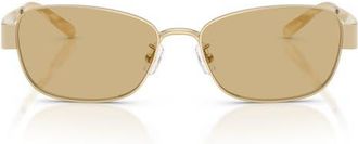 Tory Burch 55mm Rectangular Sunglasses in Brushed Light Gold /Yellow at Nordstrom