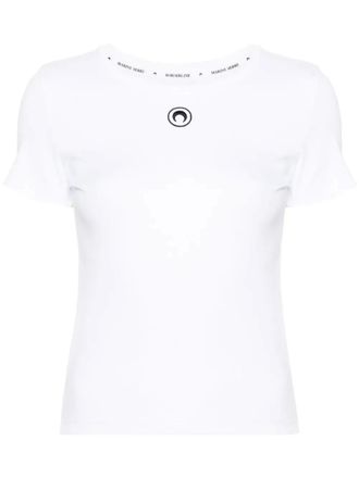 Marine Serre Crescent Moon-embroidery T-shirt - women - Organic Cotton - S - White