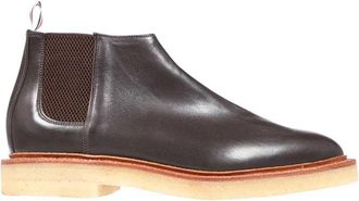 Thom Browne Tricolor Leren Enkellaarsjes - Heren - Chelseaboots - Bruin - 41 EU - Leer - Schoenen