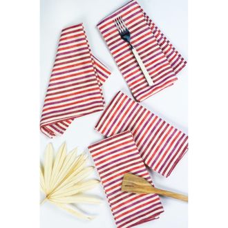 Archive New York Handwoven Holly Cotton Napkin Set of 4 in Red Stripes at Nordstrom