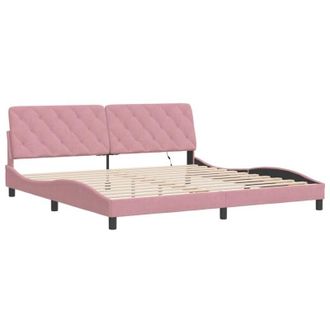 vidaXL Estructura De Cama Con Luces Led Terciopelo Rosa 200x200 Cm Vidaxl