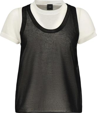 Pinko Witte Katoenen Trui - Dames - T-shirts - Wit - L - Katoen - Tops