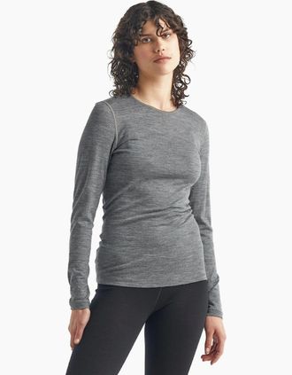 Icebreaker Womens Icebreaker Womens Oasis Long Sleeve Baselayer Top - Gritstone Heather - Size: XL
