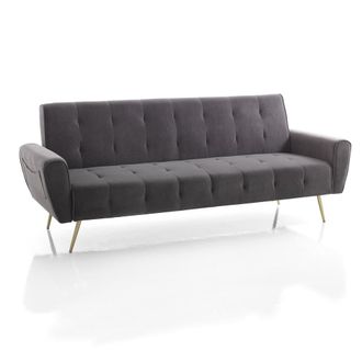 Oresteluchetta Sof&aacute; cama 3 plazas microfibra gris oscuro 80x210x80 cm