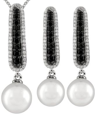 Splendid Pearls Silver 10Mm Pearl Cz Set