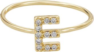 Adornia Pavé CZ Initial Charm Ring in Gold -E at Nordstrom Rack, Size 8
