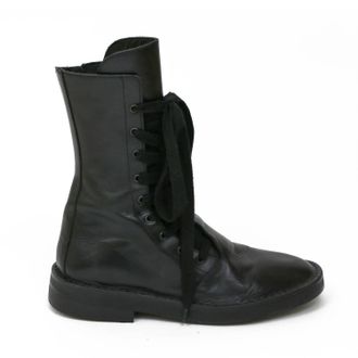 Ann Demeulemeester Womens Leather Combat Boots In Black