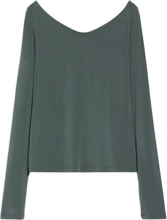 Max Mara Viscose Jersey T-shirt - Dames - Longsleeves - Groen - M - Tops