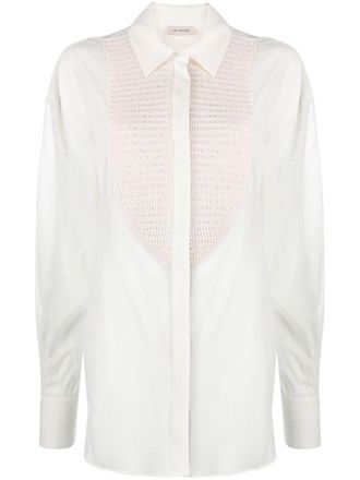 The Mannei Blouse met vlakken - Beige