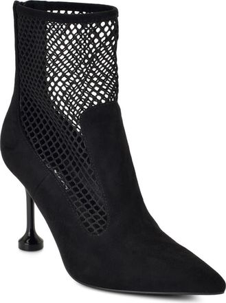Nine West Goane Fishnet Pointed Toe Ankle Bootie in Black at Nordstrom, Size 8.5