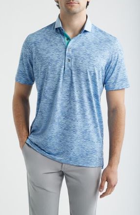 Greyson Deep Water Performance Print Polo in Wolf Blue at Nordstrom, Size Xx-Large