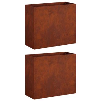 vidaXL Macetero De Jard&iacute;n 2 Uds. Oxidado 50 X 20 X 40 Cm Acero Oxidado Vidaxl
