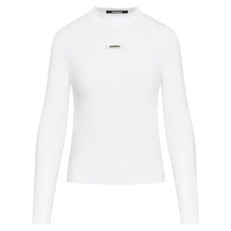 Jacquemus Long Sleeve Tops, female, White, Size: XS Le T-shirt Gros Grain - ML