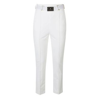 Elisabetta Franchi Slim-fit Trousers, female, White, Size: XS Trousers in Technical Bi-Elastic Fabric with Belt