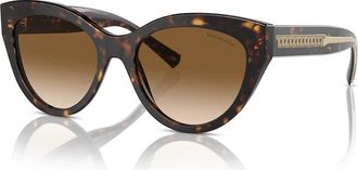 Tiffany & Co. Stijlvolle zonnebril in Havana/Brown Shaded - Dames - Zonnebrillen - Bruin - 54 MM - Accessoires