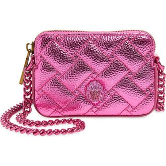 Kurt Geiger Micro Kensington Drench Metallic Faux Leather Camera Bag in Pink at Nordstrom