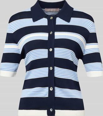 Christian Berg Regular Fit Poloshirt aus Viskose-Mix mit Knopfleiste in Marine, Gr&ouml;&szlig;e 34