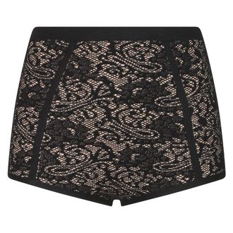 Elisabetta Franchi Gebreide short met kanten effect en hoge taille - Dames - Korte broeken - Zwart - Maat: M