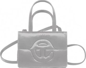 Telfar Small Puff Shopper Tote Crossbody Bag In Grey
