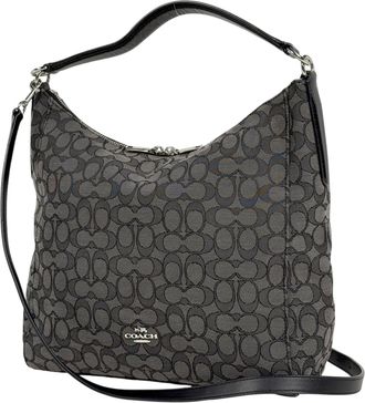 Coach Gray Canvas Leather Shoulder Bag Tote Bag (Pre-Owned)