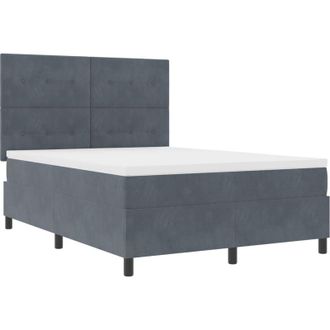 vidaXL vidaXL Box Spring Bed with Mattress & LED Dark Grey 140x200 cm Velvet