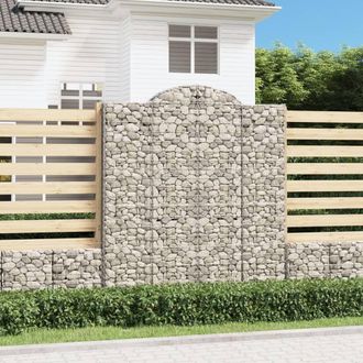 Berkfield Home Arched Gabion Baskets 5 pcs 200x50x220/240 cm Galvanised Iron in Silver