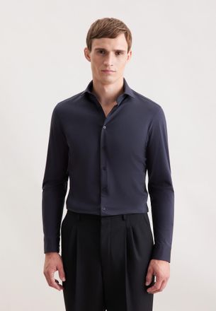 Seidensticker Businesshemd SEIDENSTICKER Schwarze Rose, Herren, Gr. XL (43), normale &Auml;rmell&auml;ngen, grau, 91% Baumwolle, 9% Elasthan, unifarben, slim fit, 2-Knopf-Man