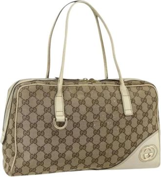 Gucci Pre-owned Handbags, female, Beige, Size: ONE SIZE Pre-owned Vintage Tote Bag