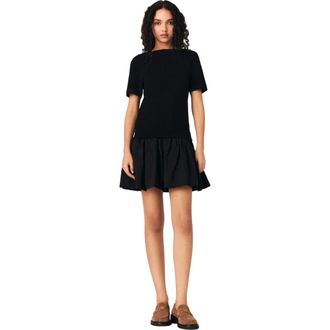 Maje Short knit and taffeta dress in Black at Nordstrom, Size 38 Eu