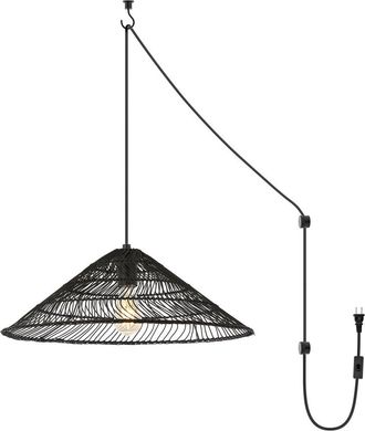 Jonathan Y Designs Jonathan Y Nova 20In 1-Light Farmhouse Rattan 180In Cord Plug-In Or Hardwired Led Pendant