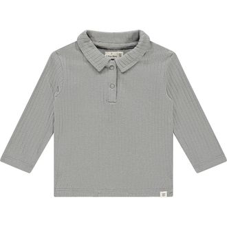 Babyface Ribbed Polo Long Sleeve Shirt in Steel at Nordstrom, Size 9M