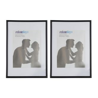 Relaxdays Relaxdays - Set 24 Marcos Fotos Cl&aacute;sicos, Fotograf&iacute;as 20x30 Cm Y 15x20 Cm, Portarretratos Mesa O Pared, Pl&aacute;stico, Negro Y Blanco