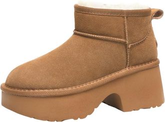 Generic Women thick soled high rise snow boots with winter fleece and thick anti cold cotton short boo (Yellow,6.5)