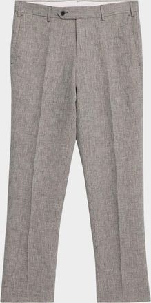 Zanella Mens Parker Linen Check Flat-Front Pants