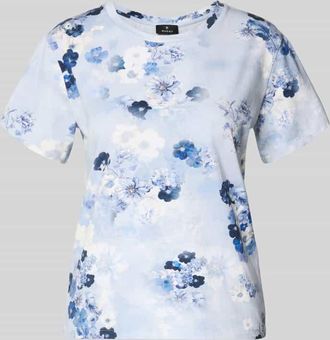 Monari T-Shirt im Allover-Look mit Rundhalsausschnitt in Hellblau Melange, Gr&ouml;&szlig;e 34