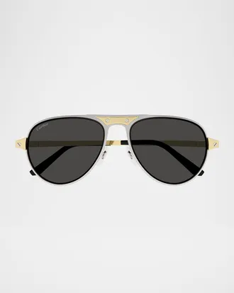 Cartier Men & apos;s CT0533SM Metal Aviator Sunglasses