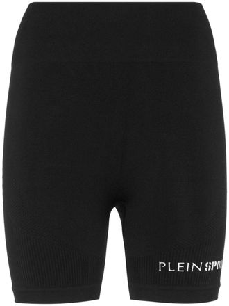 Plein Sport logo-print cycling shorts - women - Nylon/Spandex/Elastane - M - Black