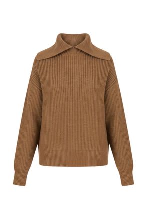 Autumn Cashmere Womens Long Sleeve Shaker Sweater In Camel