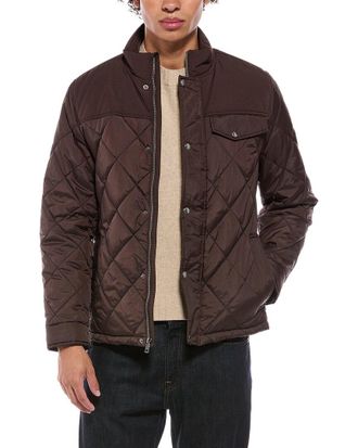 Cole Haan Diamond-Quilted Mixed Media Jacket