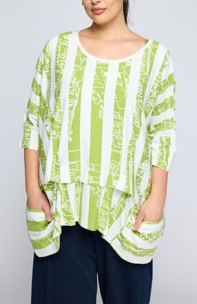 Luukaa D'Celli Emryn Striped Jersey Tunic in Lime at Nordstrom, Size X-Large
