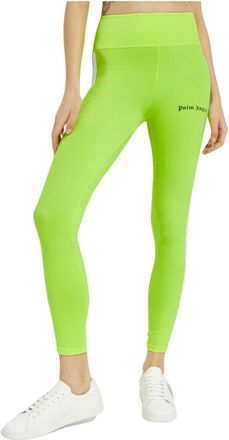 Palm Angels Neon Groene Logo Leggings - Dames - Leggings - Groen - XS - Broeken