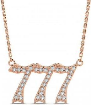 Allurez Diamond Lucky Number 777 Pendant Necklace 14K Rose Gold (0.28ct)