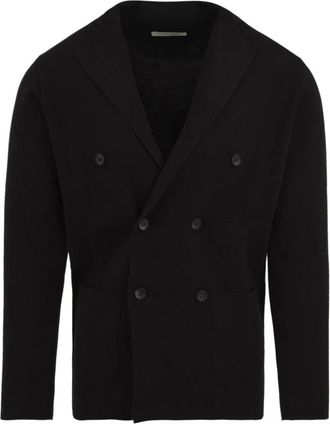 FILIPPO DE LAURENTIIS Double-breasted Cardigan - Heren - Blazers - Zwart - 3XL - Wol - Jassen