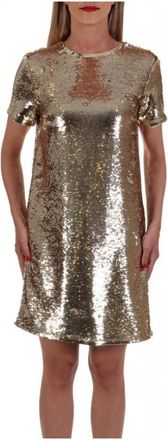 Emporio Armani KM Sequin Dress - Dames - Korte kleedjes - Geel - M - Polyester - Kleedjes