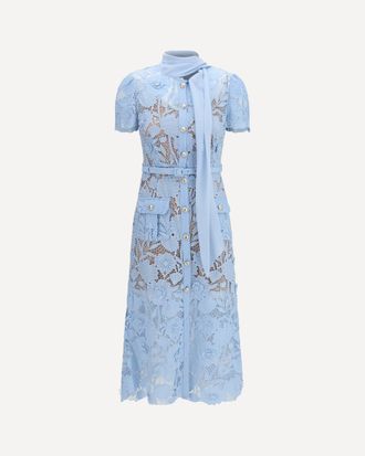 Self Portrait Midi lace Dress with bow collar Female 12