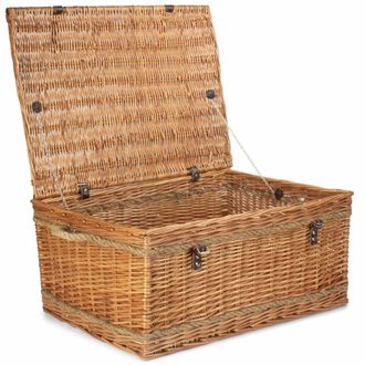 Red Hamper 72cm Double Steamed Rope Handled Wicker Trunk in Brown