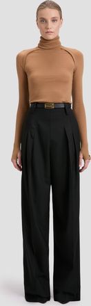 Victoria Beckham High Neck Jumper In Dark Camel XS