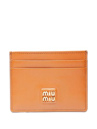 Miu Miu 2020-2025 logo leather cardholder - Brown