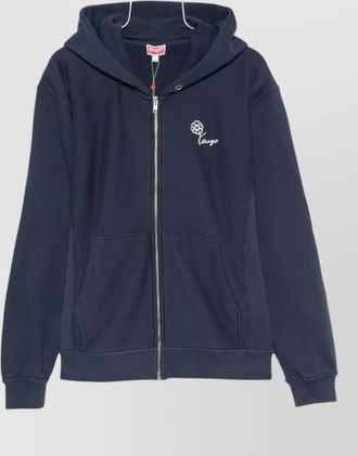 Kenzo hooded jacket front pockets ribbed cuffs hem