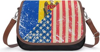 Generic USA And Moldova Vintage Flag Small Womens Crossbody Bags Shoulder Handbag with Adjustable Strap for Travel